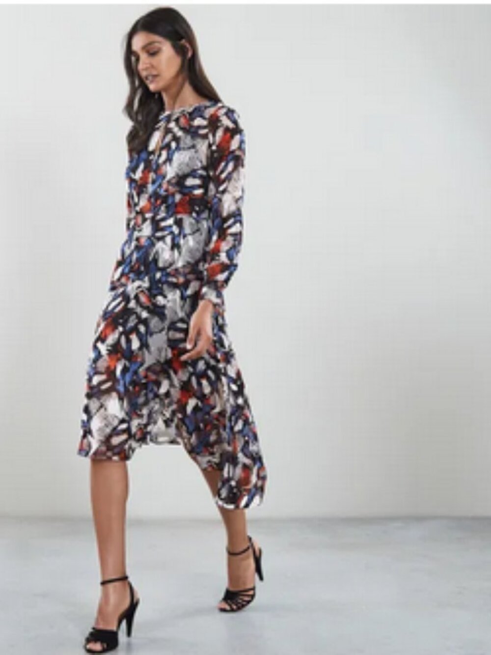 Reiss Aria Burnout Velvet Intricate Print Autumn Dress Smart Casual Artsy Chic 4